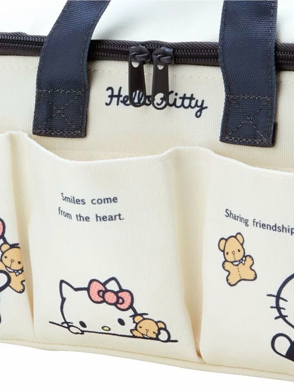 NEW Hello Kitty Multi-Pocket Organizer Tote Bag Zip Top